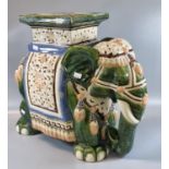 Chinese style ceramic conservatory seat or jardiniere in the form of an elephant. (B.P. 21% + VAT)