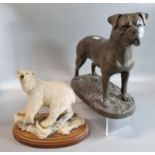 Cowley Fine Art bronzed statue of a Bull Mastiff on naturalistic base together with Sherratt &