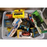 Plastic box of assorted diecast model vehicles to include: Classic Sportscar Collection, Astra,