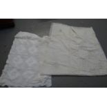 Two good quality vintage linen and crochet tablecloths. (2) (B.P. 21% + VAT)