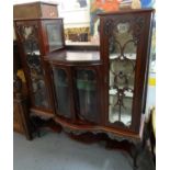 Late Victorian mahogany bow front ornate glazed display cabinet with under tier. (B.P. 21% + VAT)