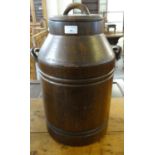 Oak two handled milk churn and cover. 53cm high approx. (B.P. 21% + VAT)