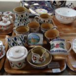 Tray of twelve Nicholas Mosse Irish pottery spongeware design items to include: jugs, mugs, milk