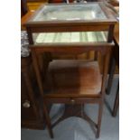 Edwardian mahogany bijouterie cabinet, the glazed top above an under tier with single drawer and