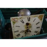 Early 19th century long case clock face and movement, the face marked 'W Eames, Tiverton', also with