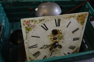 Early 19th century long case clock face and movement, the face marked 'W Eames, Tiverton', also with