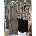 Collection of ladies vintage skirt suits to include: Morella Italian grey tweed suit, MaxMara grey
