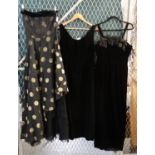 Three vintage 1960's-80's dresses to include; black velvet Frank Usher sheath dress with ribbon