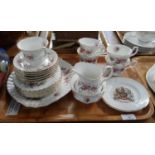 Tray of Royal Albert English bone china 'Lavender Rose' design teaware to include: teacups and