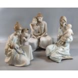 Three Lladro Spanish porcelain figure groups to include: Mother holding baby with child 6939, two