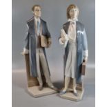 Two Lladro Spanish porcelain figurines, 'Male Attorney' No. 06426 and 'Female Attorney' No. 06425,