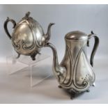 19th century Broadhead & Co Sheffield plated teapot and matching water jug/coffee pot. (2) (B.P. 21%