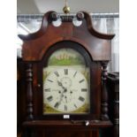 19th century mahogany eight day long case clock marked 'John Hopkins, Llandovery' to the Roman