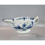 18th century Worcester porcelain 'The Fringed Tree' design fluted pedestal sauce boat having loop