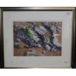 Phillip Y Davies (20th century Welsh), study of rock formation, signed. Watercolours. 28x35cm