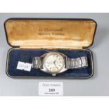 Vintage Le Cheminant Master Mariner Moeris Grand Prix 25 jewel gent's stainless steel wrist watch