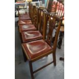 Set of six 19th Century Chippendale style dining chairs with leather drop in seats. (6) (B.P.