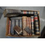 Box of leather bound antiquarian books to include: Volume I-III 'The Complete Works of