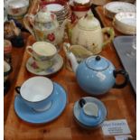 Tray of china to include: Mason's 'Sampler' pattern coffee pot, coffee cups and saucers and milk