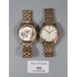 Two vintage 9ct gold gent's wristwatches: Emperor Deluxe and another, each with rolled gold