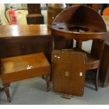 19th century mahogany inlaid bow front corner wash stand together with a 19th century mahogany