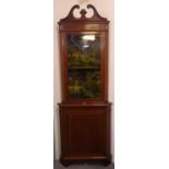 Edwardian mahogany inlaid astragal glazed two stage corner cabinet. (B.P. 21% + VAT)