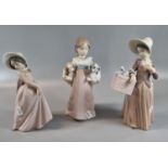 Three Lladro Spanish porcelain figurines to include: 'Chiquitina Pose Iris' 06276, 'Gone Shopping'