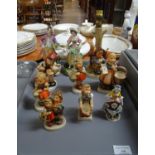 Tray of continental figurines to include: 18th Century style lady and gentleman, various Hummel