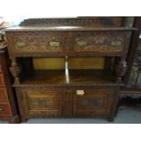 Late Victorian ornately carved oak buffet. (B.P. 21% + VAT)