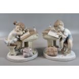 Two Lladro Spanish porcelain figurines, 'Sleepy Scholar' No. 6801 and 'Waiting for the Bell' No.