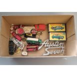 Box of oddments to include: two Matchbox Superfast Series diecast cars in original boxes, No. 53 and
