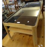 Mid century beech smokey glass top coffee table with under tier. (B.P. 21% + VAT)