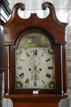 19th century oak cased eight day Welsh long case clock marked 'W Jones Tredegar', having Roman
