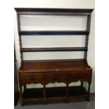 19th century oak two stage pot board dresser. 150x45x193cm approx. (B.P. 21% + VAT)