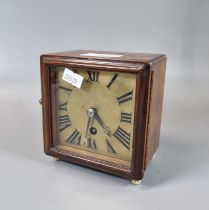 Late 19th century Lorenz Furtwangler & Sohne mahogany single train clock, having brass face and