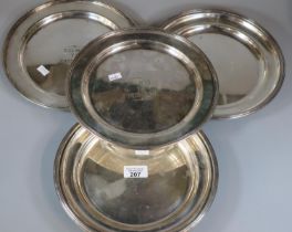 Four silver plated communion plates to include: Eglwys Yr Ynys etc (4) (B.P. 21% + VAT)