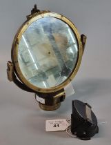 Brass framed adjustable Helio No. 5 Mark V signalling mirror together with right angle prismatic