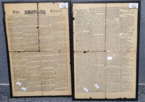 The Times Newspaper, two pages, appearing original, from June 22nd 1815, to include a dispatch