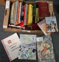 Box of books and ephemera to include: various 50's-70's annuals; Bunty for Girls, Diana, three