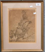 Margaret Rowntree, 'Taking Horse to Water, West Front', probably an Italian WWI study, pencil