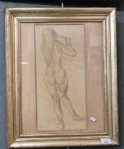 Lewis, full length nude portrait of a woman, pencil, signed. 42x21cm approx. Framed and glazed. (B.