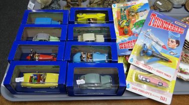 Collection of eight TinTin diecast model vehicles to include: Le Taxi, Le Bolid Rouge etc.