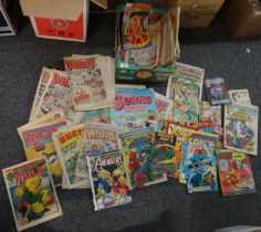 Box of 1970's and 80's comics to include: The Dandy, The Beano, Captain America, Tom & Jerry,