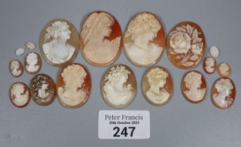 Collection of unframed cameos, portraits and floral. (B.P. 21% + VAT)