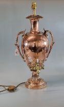 Victorian copper and brass two handled samovar now converted to a lamp base. (B.P. 21% + VAT)
