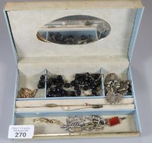 Jewellery box comprising a small collection of jewellery to include: butterfly necklace, gold plated