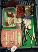 Collection of oddments to include: manicure set by Cookson & Co Ltd, faux tortoiseshell glove