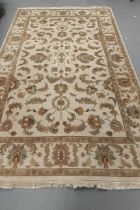 Indian foliate design cream ground carpet. 218x180cm approx. (B.P. 21% + VAT)