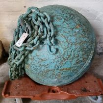 Large and substantial metal mooring buoy with chain. Heavy. (B.P. 21% + VAT)