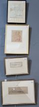 Framed letter from the foreign Office dated 1824, a sepia portrait of an Italianate sculpture, and